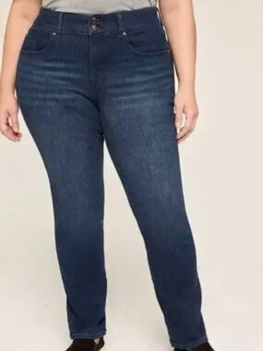 Lane Bryant Tighter Tummy Fit High-Rise Straight Leg Jeans 28S Blue Denim
